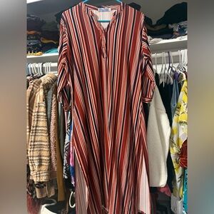 Cato Striped High Low Dress in Red and White